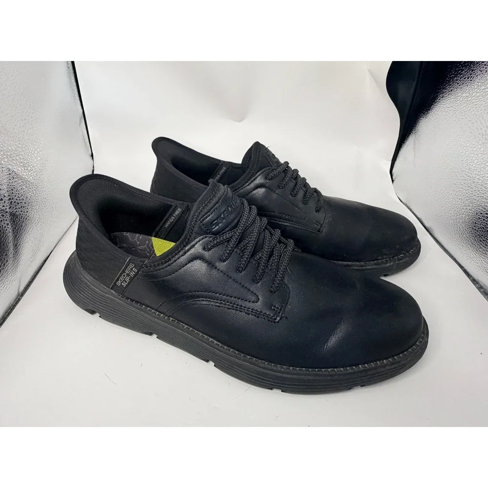 Skechers Hands Free Slip-ins Garza Romano Black Leather Oxford 205046W Mens 13 W